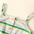 Toddler Girl Stripe Button Design Tie Knot Camisole Green