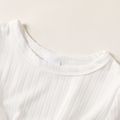 Toddler Girl Twist Front Ribbed Short-sleeve Solid Color Tee White image 4