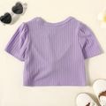 Toddler Girl Twist Front Ribbed Short-sleeve Solid Color Crop Tee Purple image 2