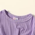 Toddler Girl Twist Front Ribbed Short-sleeve Solid Color Crop Tee Purple image 3
