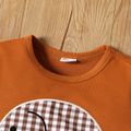 2-piece Toddler Girl Elephant Embroidered Brown Tee and Elasticized Plaid Shorts Set Brown