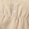 Baby Boy/Girl Solid Button Front Sleeveless Corduroy Jumpsuit Apricot