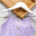 Toddler Girl Solid Hollow out Button and Bow Decor Sleeveless Pink or Apricot or Purple Sling Top Tank Light Purple