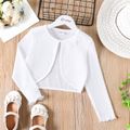 Kid Girl Bowknot Design Waffle Solid Color Cardigan White image 1