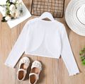 Kid Girl Bowknot Design Waffle Solid Color Cardigan White image 3