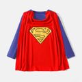 Superman Kids Boy Shiny Superman Logo Tee with Cloak Dark Blue