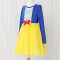 Kid Girl Glitter Stripe Design Bowknot Decor Princess Long-sleeve Mesh Dress Yellow