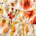 Toddler Girl Floral Print Off Shoulder Floral Trim Bowknot Design Strap Romper Jumpsuit Shorts Colorful