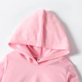 2-piece Toddler Girl Solid Color Hoodie Sweatshirt and Elasticized Pants Casual Set Pink