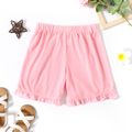 Kid Girl solid color fuffled design Elasticized Casual pants / Sweatpants / Harem pants Pink
