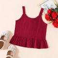 Kid Girl Button Design Ruffle Hem Floral Print/Red Camisole Colorful
