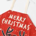 Christmas Elk Santa Claus and Letter Print Red Apron for Mom and Me Color-A