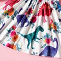 Toddler Girl Animal Dinosaur Floral Print Flutter-sleeve Dress White image 5