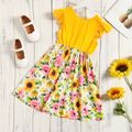 Kid Girl Floral Splice Dress with fly sleeve Ginger image 2