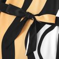 Family Matching Striped V Neck Short-sleeve Belted Dresses and Raglan-sleeve T-shirts Sets Black/White image 5