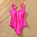 Hot Pink Sleeveless Zipper One-Piece Swimsuit for Mom and Me Hot Pink
