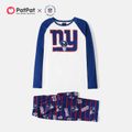 NFL Family Matching New York Giants Top and Allover Pants Pajamas Sets Dark blue/White/Red