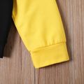 2-piece Kid Boy Colorblock Pullover Sweatshirt and Elasticized Pants Casual Set Yellow