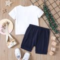 2pcs Baby Boy Letter Print Short-sleeve T-shirt and Shorts Set blue+white