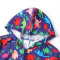 Kid Boy Colorful Dinosaur Print Zipper Hooded Jacket Multi-color