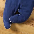 Baby Boy Colorblock Striped Lapel Long-Sleeve Footed Flannel Jumpsuit Royal Blue