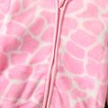 Sheep or Leopard Allover Hooded 3D Ear Decor Fluffy Long-sleeve Pink or Blue Toddler Coat Jacket Dark Pink