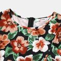 All Over Floral Print Ruffle Sleeveless Tulip Hem Dress for Mom and Me Black