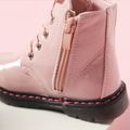 Toddler / Kid Perforated Lace-up Side Zipper Solid Color Boots Pink image 4