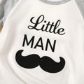Toddler Boy Letter Mustache Print Raglan Sleeve Tee White