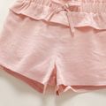 Toddler Girl 100% Cotton Bowknot Design Ruffled Solid Color Paperbag Shorts pink