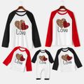 Letter and Heart Print Family Matching Long-sleeve Tops ColorBlock