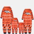 NFL Family Matching BRONCOS DENVER Zip-up Pajamas Onesies Orange red