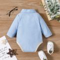 Baby Boy/Girl Blue Button Up Long-sleeve Shirt Romper with Pocket Blue