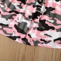 Toddler Girl Letter Camouflage Print Sleeveless Splice Dress Pink