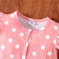 Baby Girl All Over Dots/Butterfly Print Flutter-sleeve Snap Romper Pink