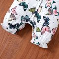 Baby Girl All Over Dots/Butterfly Print Flutter-sleeve Snap Romper Color block image 4