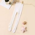Baby- / Kleinkinderstrumpfhose in reiner Farbe mit Schleifenmuster für Mädchen weiß