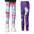 Kid Girl Space Galaxy Print Fleece Lined Leggings Light Purple