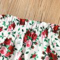2-piece Toddler Girl Ruffled Button Design Red Camisole and Floral Print Paperbag Skirt Set Red image 4