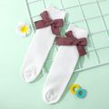 Baby / Toddler / Kid Houndstooth Bow Decor Jacquard Ribbed Tube Socks White