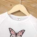 2-piece Toddler Girl Butterfly Print Raglan Sleeve Tee and Pink Plaid Pleated Skirt Set Pink