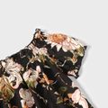 All Over Floral Print Black Shirred Off Shoulder Puff-sleeve Tops for Mom and Me Black