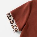 Leopard Love Heart Graphic Brown Short-sleeve T-shirts for Mom and Me Brown