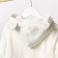 Kid Girl Ear Design Solid Fuzzy Hoodie Sweatshirt White
