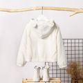 Kid Girl Ear Design Solid Fuzzy Hoodie Sweatshirt White