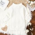 Baby Girl Solid Cable Knit Turtleneck Long-sleeve Dress White image 3