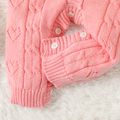 Baby Girl Love Heart Design Pink Knitting Long-sleeve Hooded Button Down Jumpsuit Pink