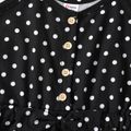 Kid Girl Polka dots Button Bowknot Design Sleeveless Strap Rompers Jumpsuits Shorts Black