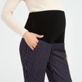 Maternity Black Stripe Slant Pocket Casual Pants Black