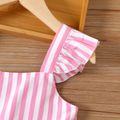Kid Girl Stripe Flutter-sleeve Strap Dress Pink image 4